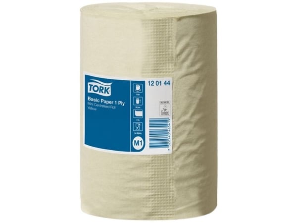 Aftørringspapir Tork Basic M1 gul 115m 1-lag - (11 ruller pr. karton)
