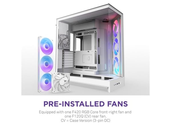 NZXT H9 Flow RGB, Midi Tower, PC, Valkoinen, ATX, EATX, mikro ATX, Mini-ITX, Verkko, SGCC, Karkaistu lasi, 16,5 cm