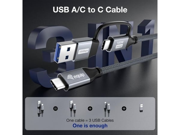 Varustus 128431, 1 m, USB A/USB C, USB C, USB 3.2 Gen 2x2, 20 Gbit/sek., Lajittelu
