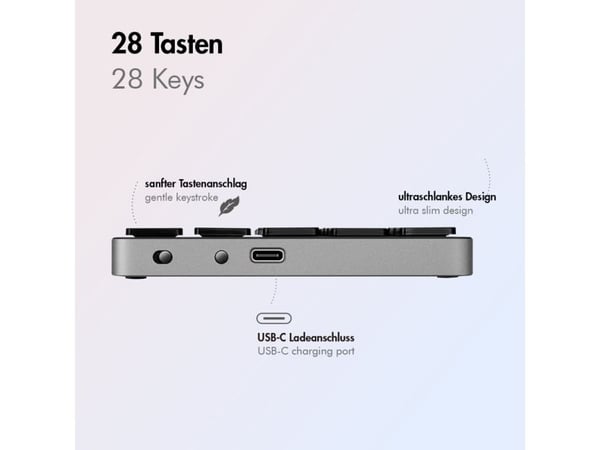 LogiLink ID0212, Bluetooth, 28, Laptop/PC, Grå