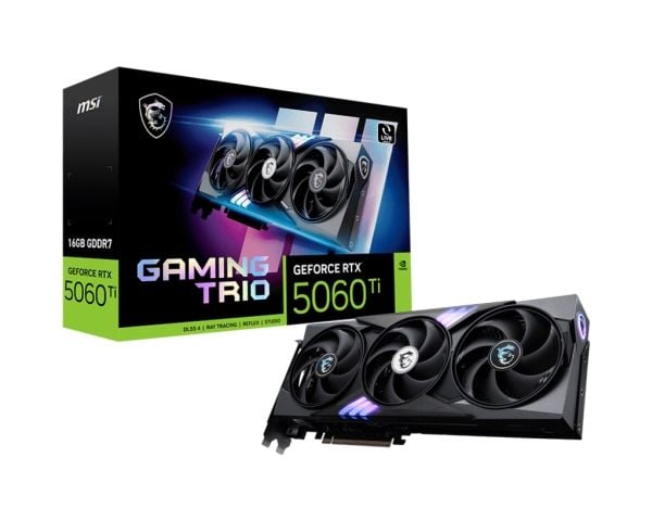 MSI GAMING GeForce RTX 5060 TI 16G TRIO OC, GeForce RTX 5060 Ti, 16 GB, GDDR7, 128 bittiä, 7680 x 4320 pikseliä, PCI Express x16 5.0