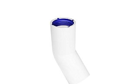 Purus vinkel i 45 grader med indstik muffe/muffe Ø32 mm i hvid PP