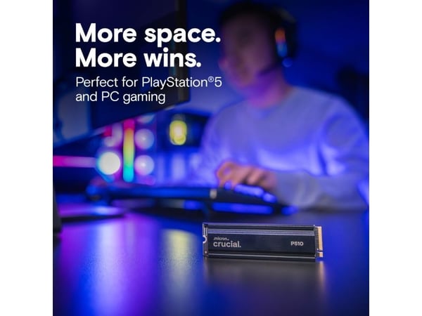 Crucial P510 1 TB NVMe SSD med kjøleribbe