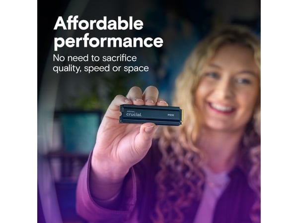 Crucial P510 1 TB NVMe SSD med kjøleribbe