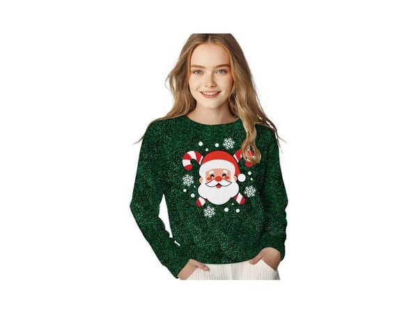 Grön jultröja med jultomten, barn