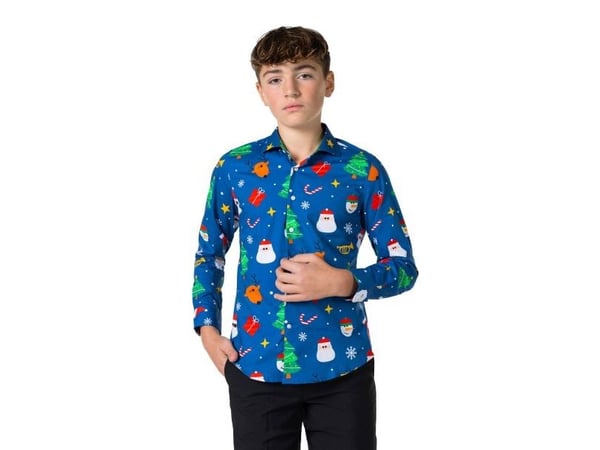 Blå juleskjorte til teens Blå juleskjorte til teens