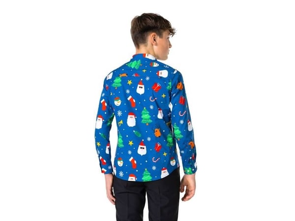Blå juleskjorte til teens