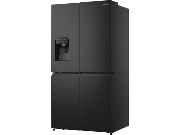Hisense RQ760N4SBFE, Frittstående, Amerikansk dør, Svart, Berøringskontroll, LED, På dør