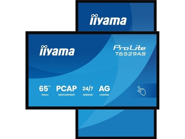 iiyama T6529AS-B1AG, Interaktiivinen litteäpaneeli, 163,8 cm (64,5"), LED, 3840 x 2160 pikseliä, Wi-Fi, 24h/vrk, 24/7
