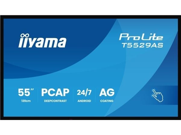 iiyama ProLite T5529AS-B1AG - 55" Diagonalklasse (54.6" synlig) LED-bakgrunnsbelyst LCD-skjerm - intelligent skilting - med pekeskjerm (multiberøri...