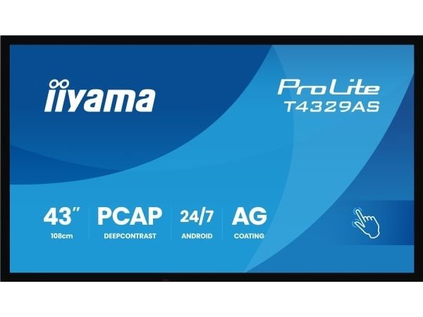 iiyama ProLite T4329AS-B1AG - 43" Diagonalklasse (42.5" synlig) LED-bakgrunnsbelyst LCD-skjerm - intelligent skilting - med pekeskjerm (multiberøri...