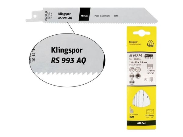 KLINGSPOR sagblad til stikksag (szablast) 150x19x0,9 mm RS 993 AQ /5 stk