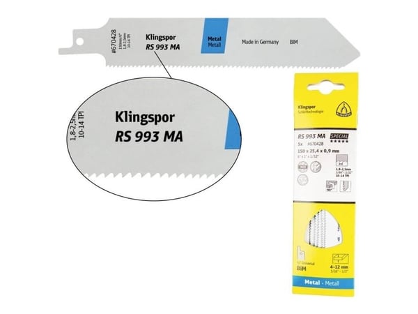 KLINGSPOR sagblad til sablesag 225x25,4x0,9 mm RS 993 MA (5 stk)