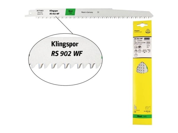 KLINGSPOR sagblad til stikksag 240x19x1,2 mm RS 902 WF /5 stk.