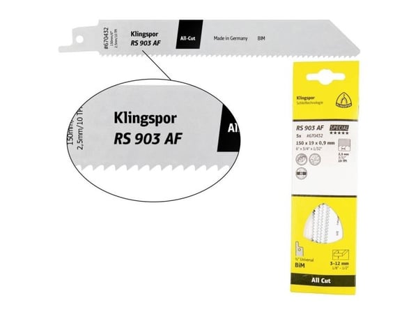KLINGSPOR sagblad til sablesag, 150x19x0,9 mm RS 903 AF /5 stk.