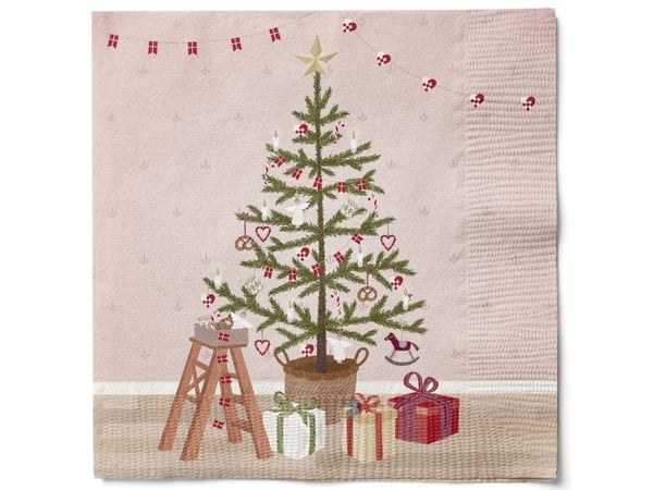 Det Gamle Apotek Servietter, h 33cm, b 33cm, 20/pkk/pkk, pink, christmas holidays