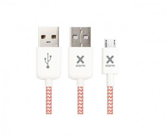 Xtorm CX001, 1 m, USB A, USB 2.0, Hankjønn/hankjønn, 0,48 Gbit/s, Rød, Sølv, Hvit
