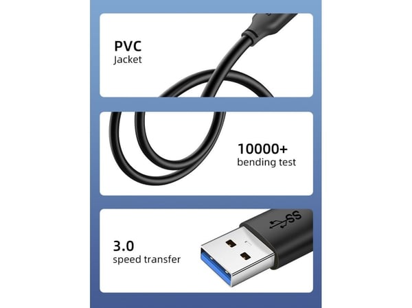 Cabletime CT-C160-U3-AMAMN-B3, 3 m, USB A, USB A, USB 3.2 Gen 1 (3.1 Gen 1), 5 Gbit/sek, Sort