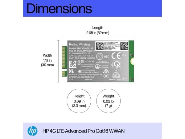 HP - Trådlöst mobilmodem - 4G LTE Advanced Pro - M.2 Card