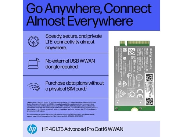HP - Trådløs mobilmodem - 4G LTE Advanced Pro - M.2 Card