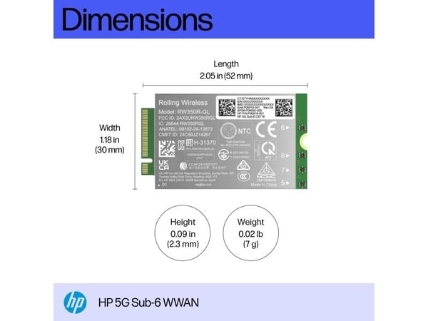 HP 5G Sub-6 WWAN, Sisäinen, Langaton, WWAN, WWAN