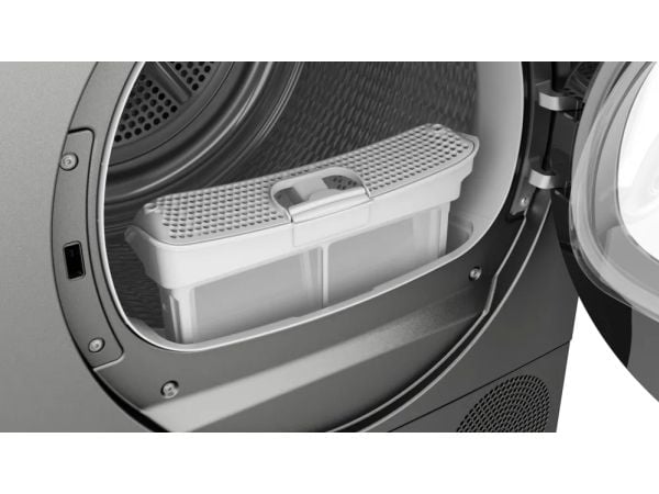 Bosch Serie 6 WQG243DR10, Frittstående, Frontmatet, Varme pumpe, Grå, Rotasjon, Riktig/Høyre