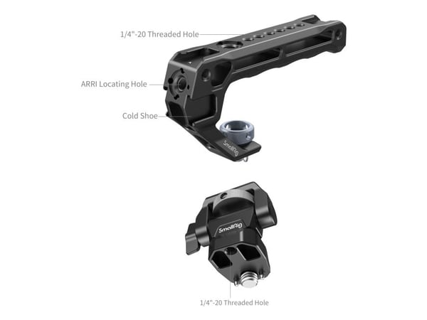 SmallRig 5323, Toppgrep, Sort, Aluminium, Silikon, Rustfritt stål, 1/4, 3/8", 76,2 mm, 52,6 mm
