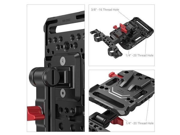 SmallRig 2991, Batteriplade, Sort, Rød, Aluminium, 1/4-20, 3/8-16", M4, Kina