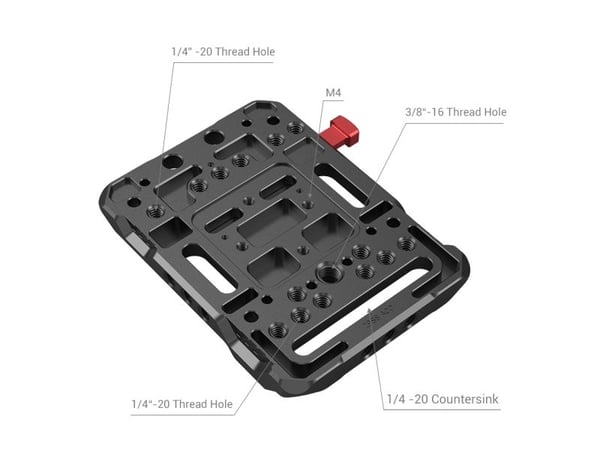 SmallRig 3016, Batteriplade, Sort, Rød, Aluminium, 1/4-20, 3/8-16", M4, Kina