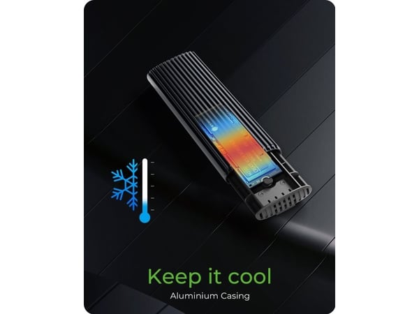 ICY BOX M.2 NVMe & SATA M.2 SSD-kabinett, USB 3.2 (Gen 2) Type-C/A, M-Key, verktøyløst, skrivebeskyttelse