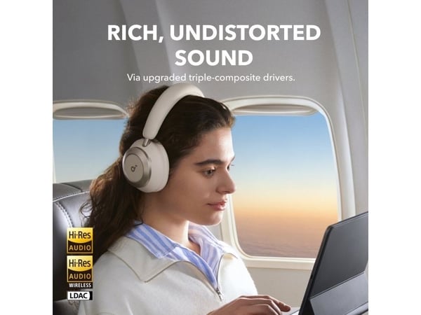Anker Soundcore Space One Pro, Ledning & Trådløs, Samtaler/musikk, 286,2 g, Hodesett, Hvit