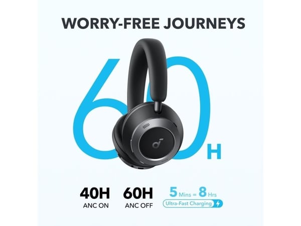 Anker Soundcore Space One Pro, Ledning & Trådløs, Samtaler/musikk, 286,2 g, Hodesett, Sort