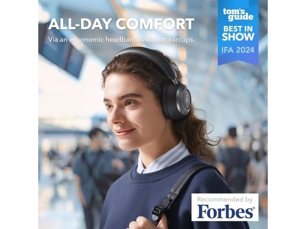 Anker Soundcore Space One Pro, Ledning & Trådløs, Samtaler/musikk, 286,2 g, Hodesett, Sort