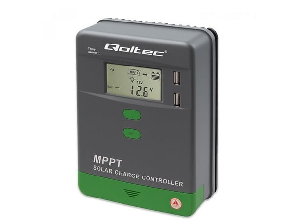 Qoltec MPPT solcellsregulator med temperatursensor 40A | 12V/24V | LCD | 2xUSB | Bluetooth | APP | GEL | LiFePO4