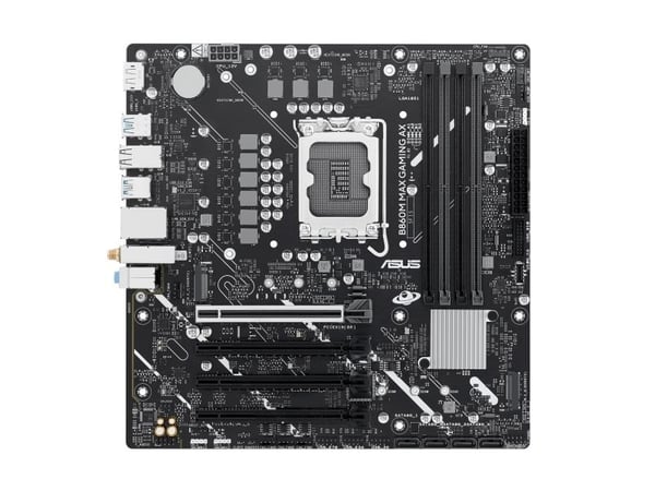 ASUS B860M MAX GAMING AX - Emolevy - micro ATX - LGA1851-asennuspaikka - B860-piirisarja - USB-C 3.2 Gen 2x2, USB-C 3.2 Gen2, USB 3.2 Gen 2, USB 3....