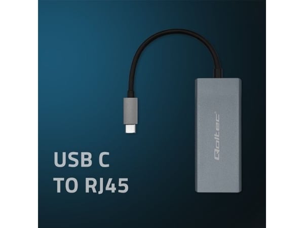 Qoltec - Nettverksadapter - USB-C 3.1 - Gigabit Ethernet x 1 - grå