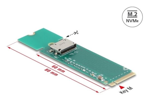 Delock M.2 Key M til 1 x OCuLink SFF-8612 omformer