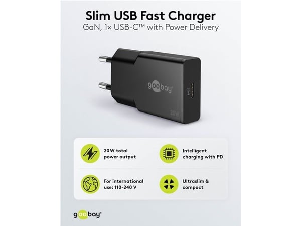Goobay Slim, Sisätila, AC, 12 V, musta