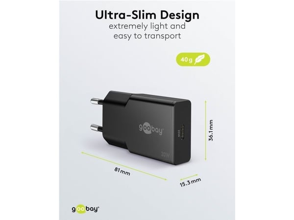 Goobay Slim, Sisätila, AC, 12 V, musta