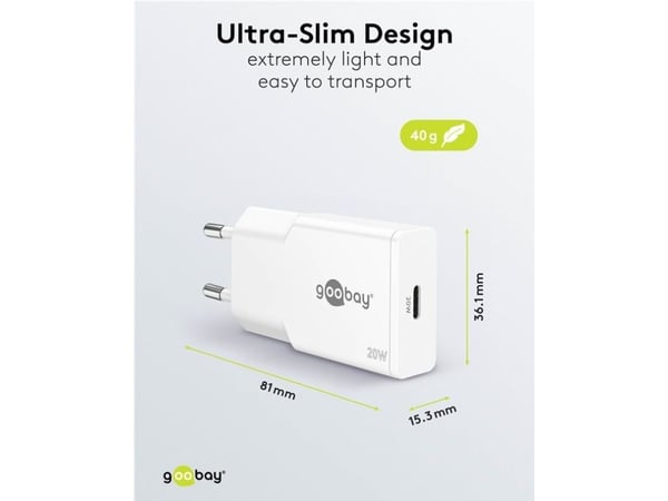 Goobay Slim, Sisätila, AC, 12 V, Valkoinen