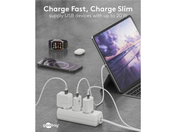 Goobay Slim, Sisätila, AC, 12 V, Valkoinen