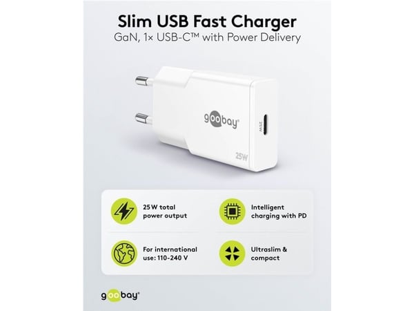 Goobay Slim, Sisätila, AC, 11 V, Valkoinen