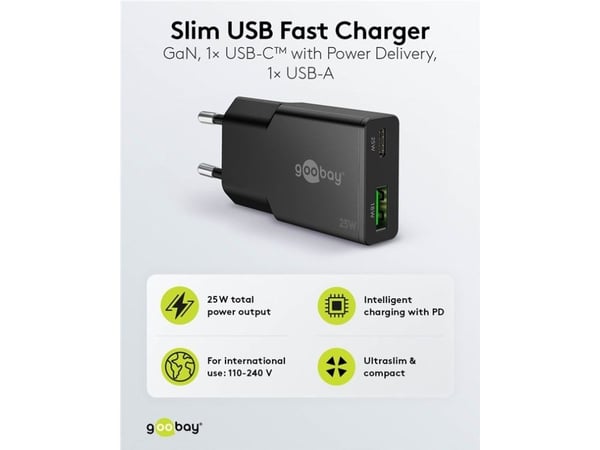 Goobay Dual, Sisätila, AC, 12 V, musta