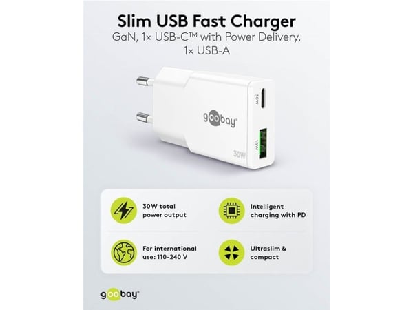 Goobay Dual, Innendørs, AC, 20 V, Hvit