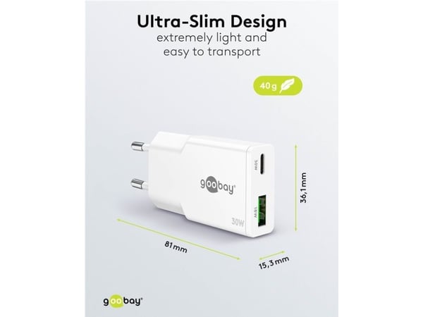 Goobay Dual, Innendørs, AC, 20 V, Hvit