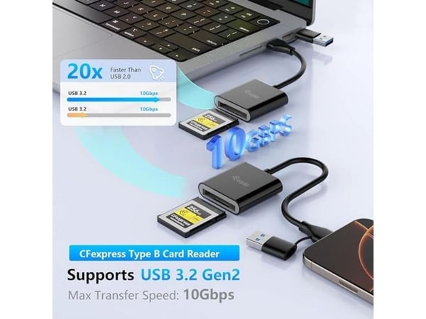 Equip 245461, CFexpress 2.0 Type B, Sort, 10000 Mbit/s, USB 3.2 Gen 2 (3.1 Gen 2) Type-C, 38,6 mm, 11 mm