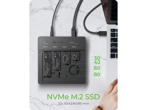 ICY BOX IB-4013MCL-C4, SSD, PCI Express, M.2, Sort, Aluminium, 40 Gbit/sek.