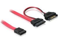 Delock SATA Slimline ALL-in-One cable - SATA-kabel - Serial ATA 150 - Slimline SATA (hunn) til SATA, SATA-strøm - 50 cm