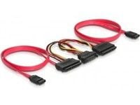 DeLOCK SATA All-in-One cable for 2x HDD, 0,5 m, Punainen