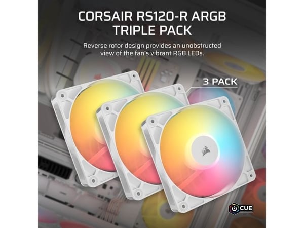CORSAIR RS120-R - Kabinettvifte - revers - 120 mm - hvit (en pakke 3)